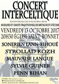 Concert interceltique des 70 ans de Brug Arvor. Le vendredi 13 octobre 2017 à Bourges. Cher.  20H30